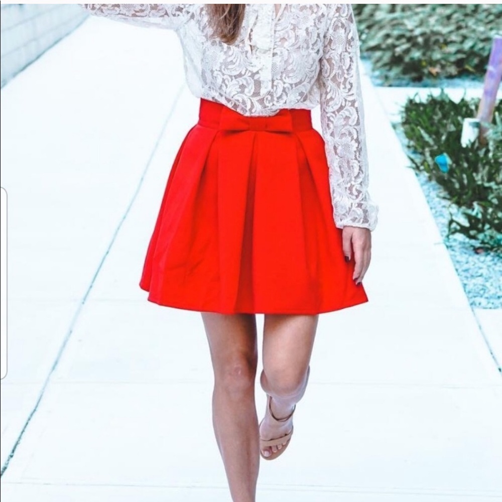 Chicwish red skirt with front bow